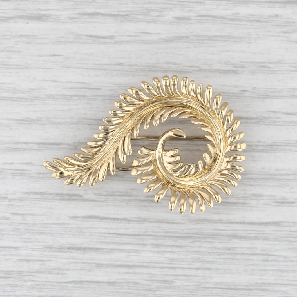 Tiffany & Co Schlumberger Coiled Fern Fur Clip Brooch 18k Gold Vintage Pin