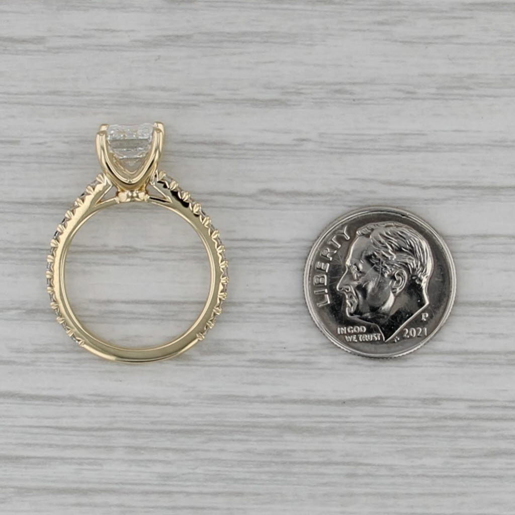 New IGI 3.58ctw Emerald Cut Lab Grown Diamond Engagement Ring 14k Yellow Gold