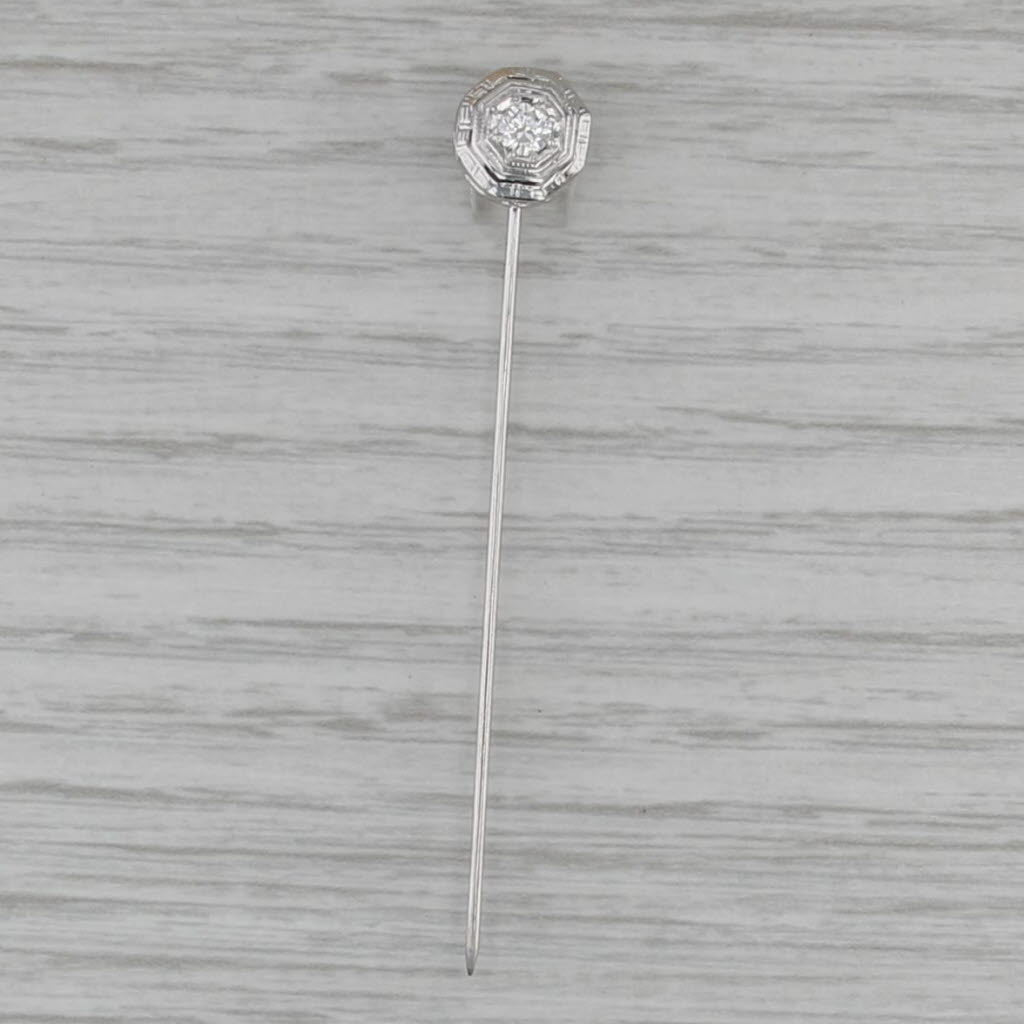 Vintage 0.15ct Diamond Solitaire Stickpin 12k White Gold
