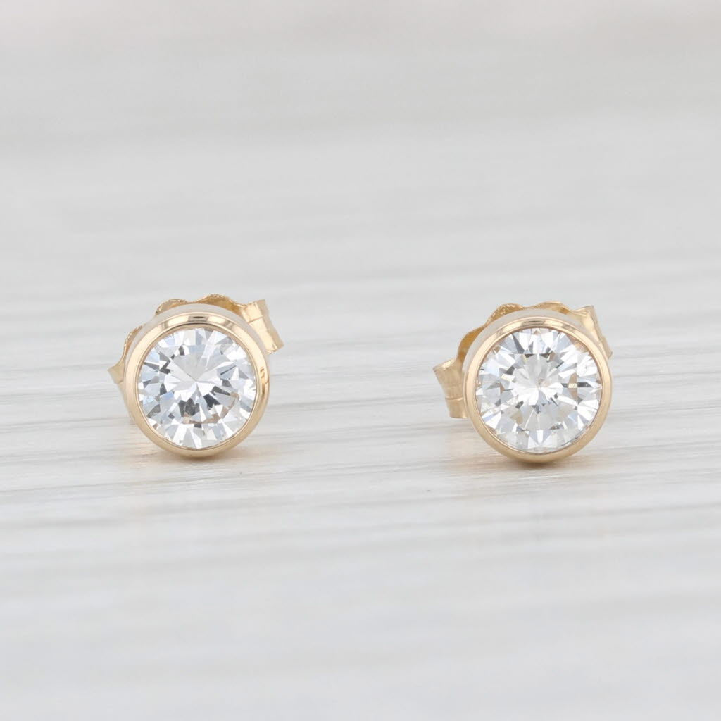 Light Gray New 0.54ctw Round Diamond Solitaire Stud Earrings 14k Yellow Gold