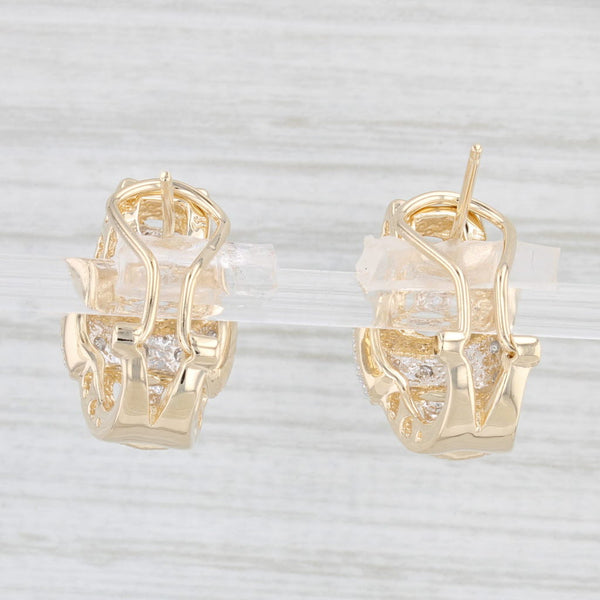 0.15ctw Diamond J-Hook Earrings 14k Gold Omega Back Drops