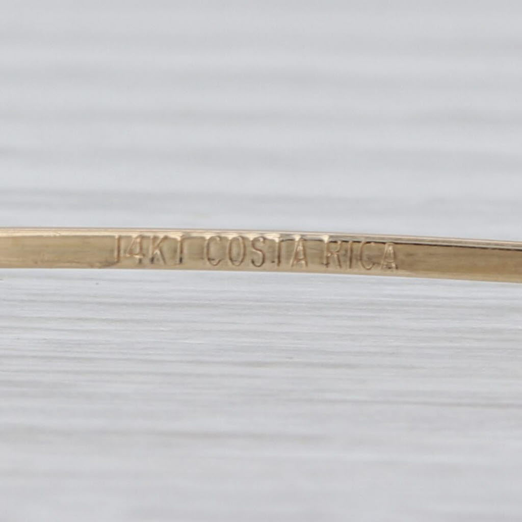 Hammered Omega Pattern Bangle Bracelet 14k Yellow Gold 8" 6.1mm