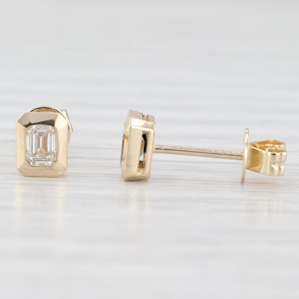 Light Gray New 0.30ctw Lab Grown Diamond Stud Earrings 14k Gold Emerald Cut Solitaires