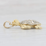 Light Gray Sea Turtle Pendant 14k Yellow White Gold Nautical Jewelry