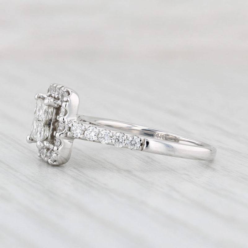Light Gray 1ctw Princess Diamond Halo Engagement Ring 14k White Gold Size 5.75