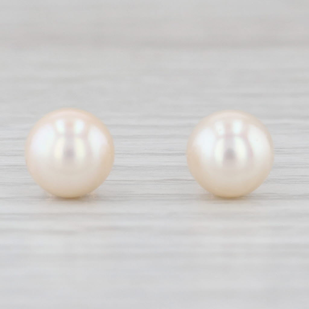 Cultured Pearl Stud Earrings 14k Yellow Gold 7.6mm Studs