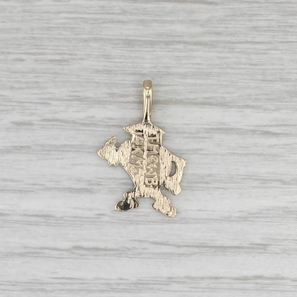 Graduation Cap Taz Pendant 14k Yellow Gold Tasmanian Devil WB Cartoon