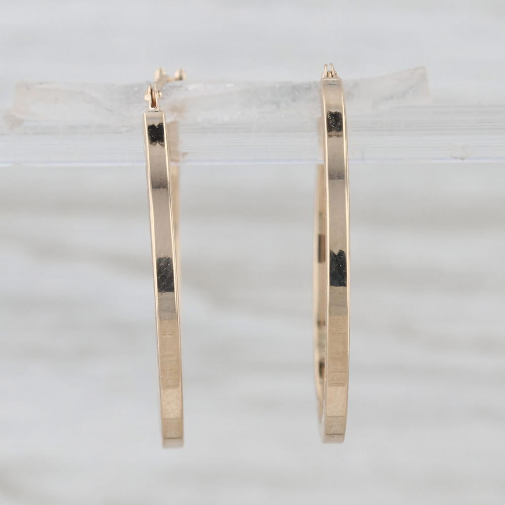 Round Hoop Earrings Textured Edge 10k Yellow Gold Snap Top 24.4 x 1.6mm