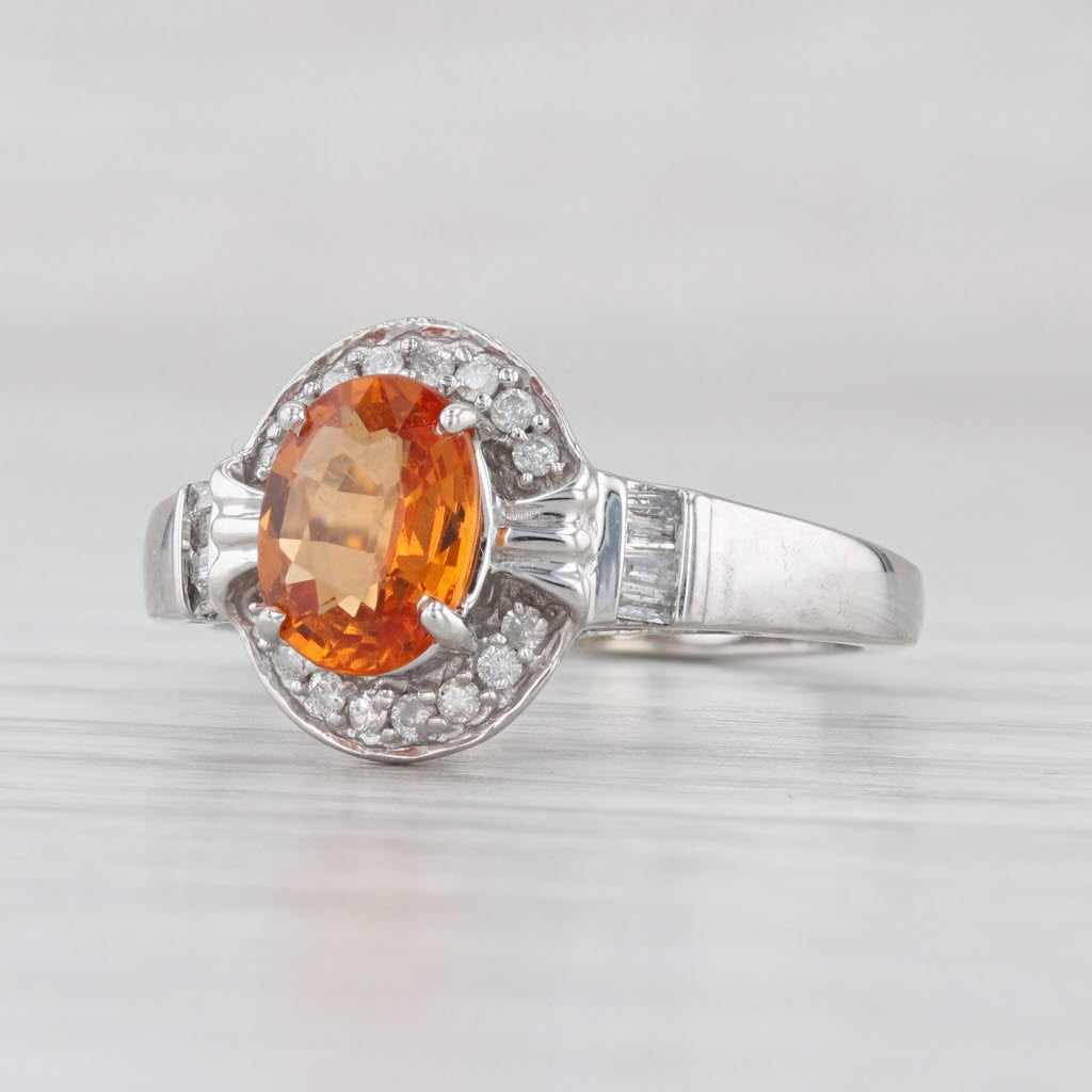 2.58ctw Spessartite Orange Garnet Diamond Halo Ring 10k White Gold Size 8
