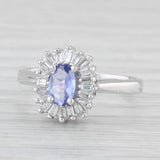 0.67ctw Oval Tanzanite Diamond Halo Ring 14k White Gold Size 6 Engagement