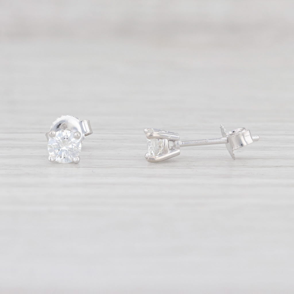 Light Gray 0.42ctw Diamond Stud Earrings 14k White Gold Round Brilliant Solitaire Studs