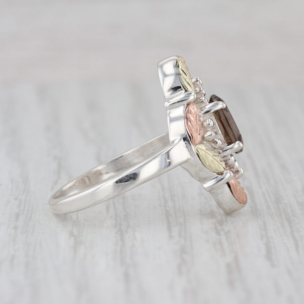 Smoky Quartz Leaf Ring Sterling Silver 12k Gold Coleman Co Black Hills Gold
