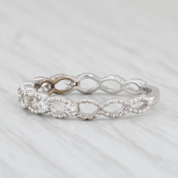 New 0.15ctw Diamond Ring 14k White Gold Size 6.5 Band Wedding Stackable