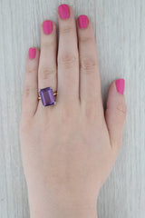 10.30ct Amethyst Solitaire Ring 14K Gold Palladium Size 8 Vintage Church & Co