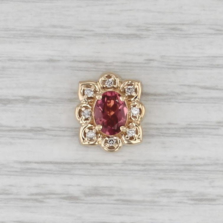 Richard Klein 1.36ctw Pink Tourmaline Diamond Slide Bracelet Charm 14k Gold