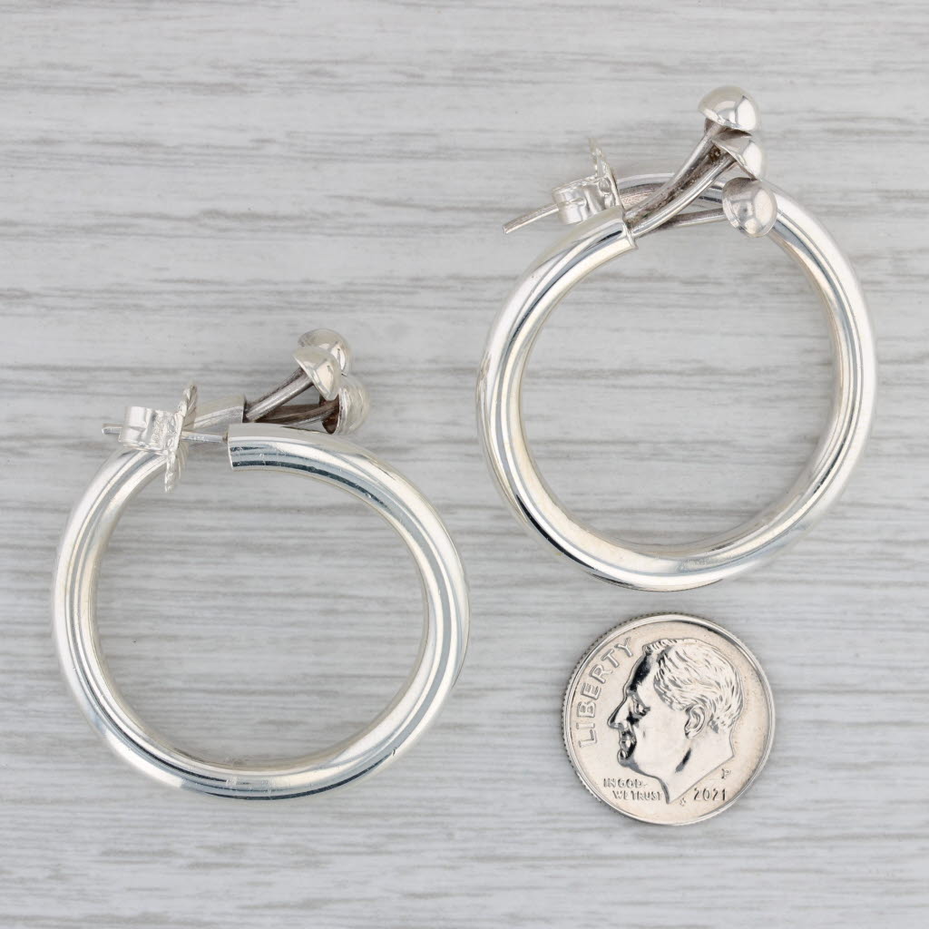 Gray Hoop Statement Earrings Sterling Silver Pierced Drops