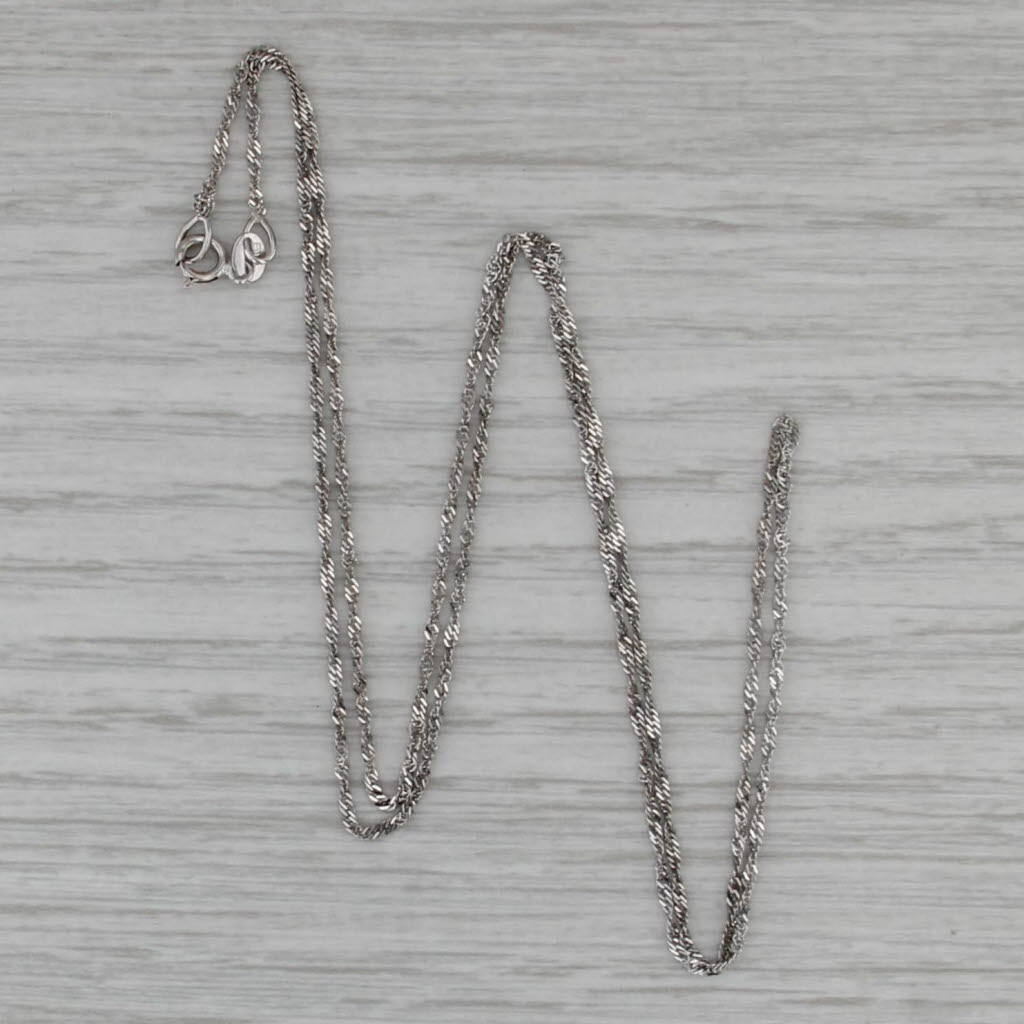 20" 1.2mm Singapore Chain Necklace 14k White Gold Italian