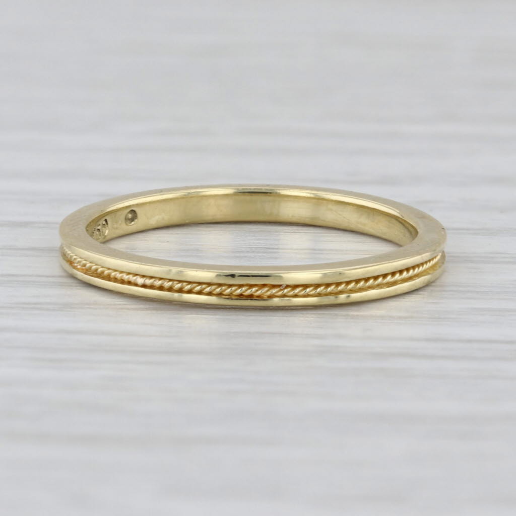 Hidalgo Rope Accented Ring 18k Yellow Gold Stackable Wedding Band Size 7.5