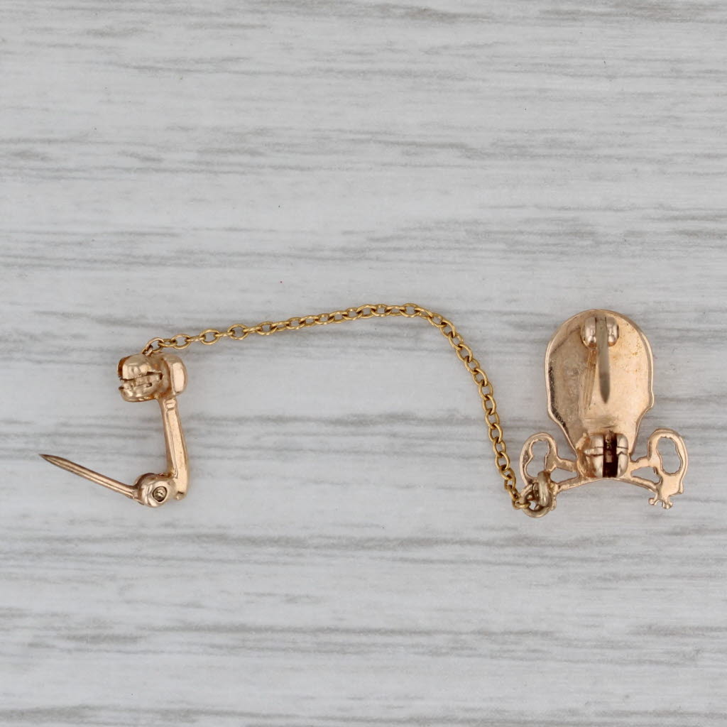Gray Kappa Kappa Kappa Skull Badge 10k Gold Pearls Tri Kappa Pin