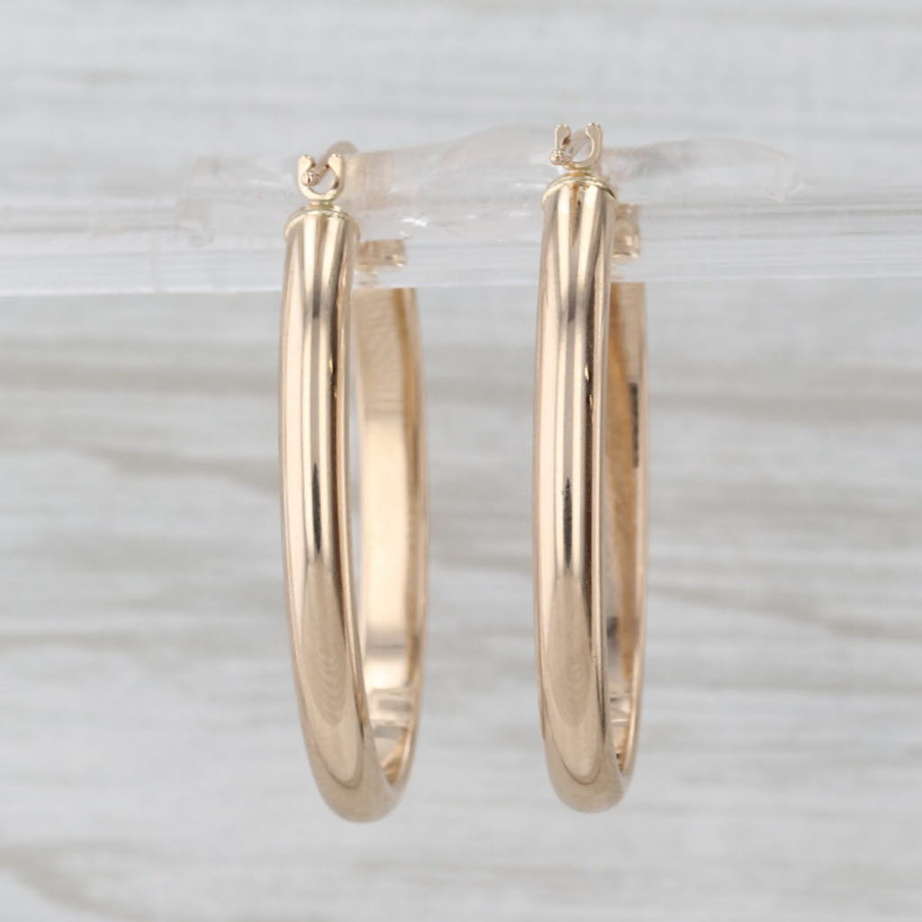 Oval Hoop Earrings 14k Yellow Gold Snap Top Post Hoops