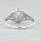 Light Gray Art Deco 0.23ct Diamond Solitaire Engagement Ring 18k White Gold Size 7