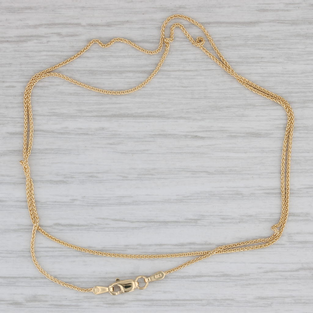 Gray New Wheat Chain Necklace 10k Yellow Gold 18" 1mm