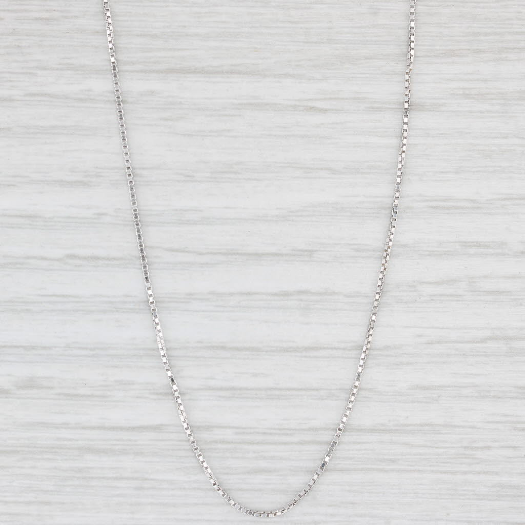 Light Gray Box Chain Necklace 16.5" 0.7mm 14k White Gold Lobster Clasp