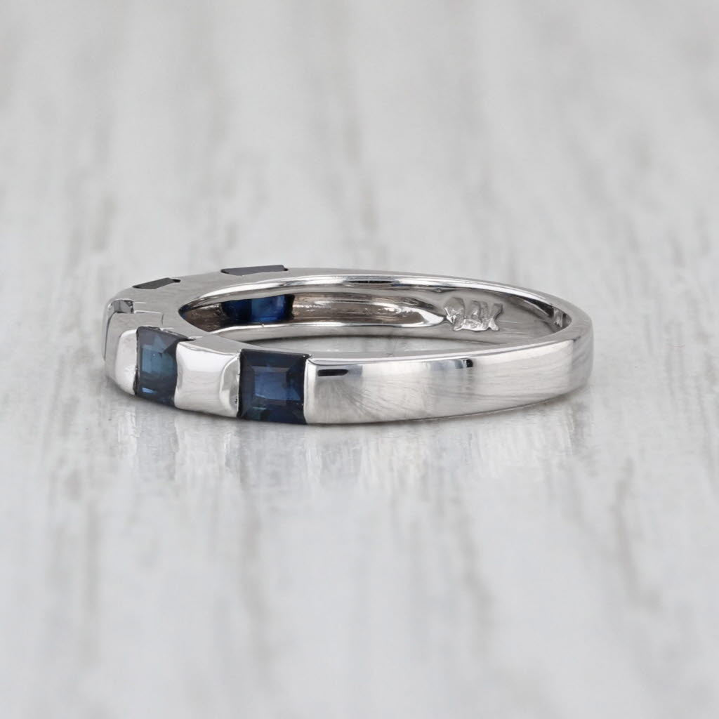 0.75ctw Blue Sapphire Ring 14k White Gold Size 4.75 Stackable Wedding Band