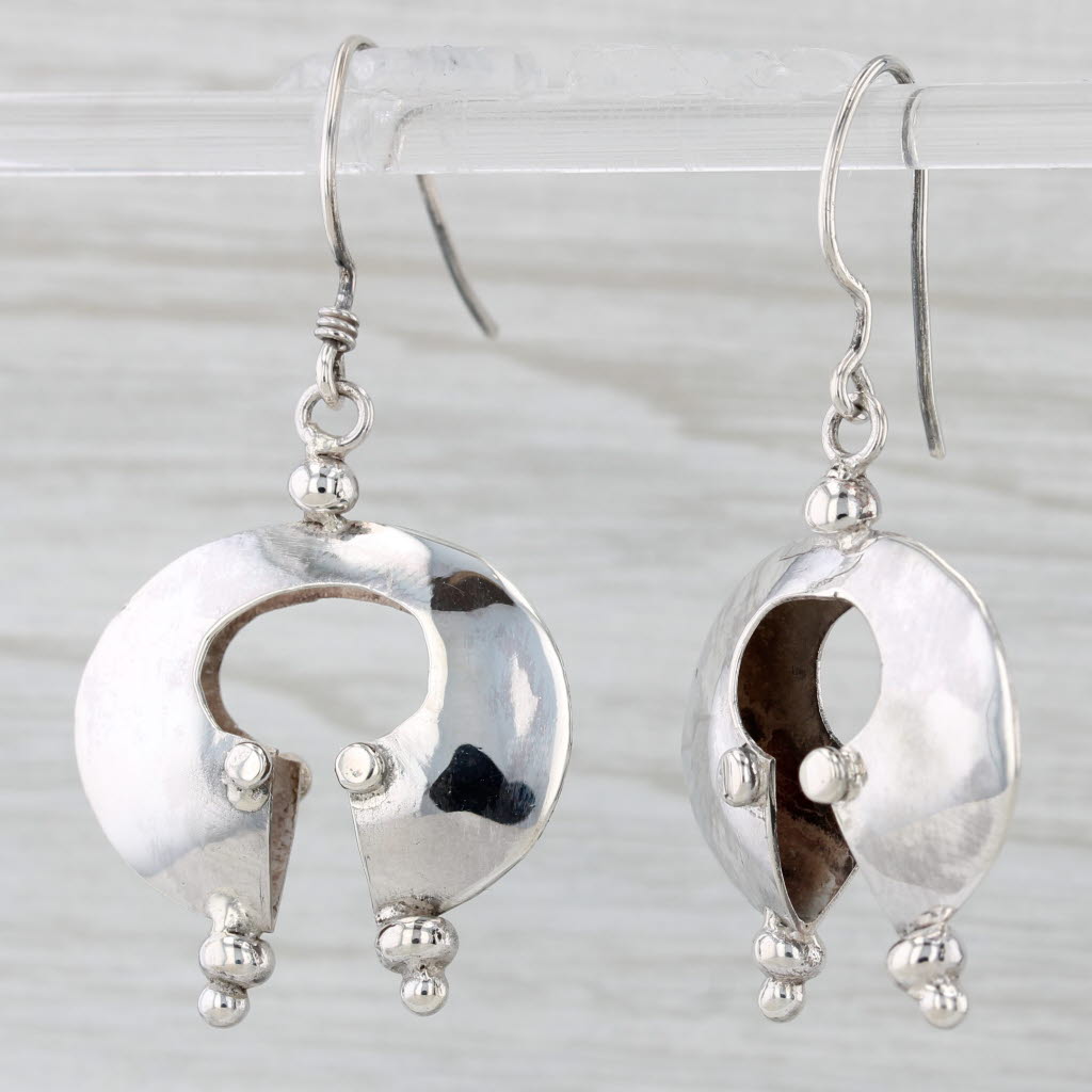 Light Gray VintageModernist Dangle Earrings Sterling Silver Hook Posts