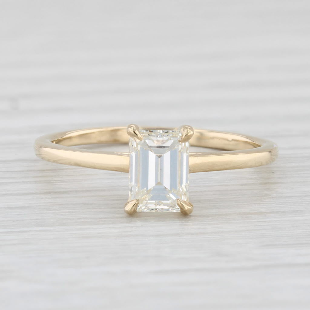 Light Gray New 1.02ct VS1 Diamond Emerald Cut Solitaire Ring 14k Yellow Gold Size 7 GIA