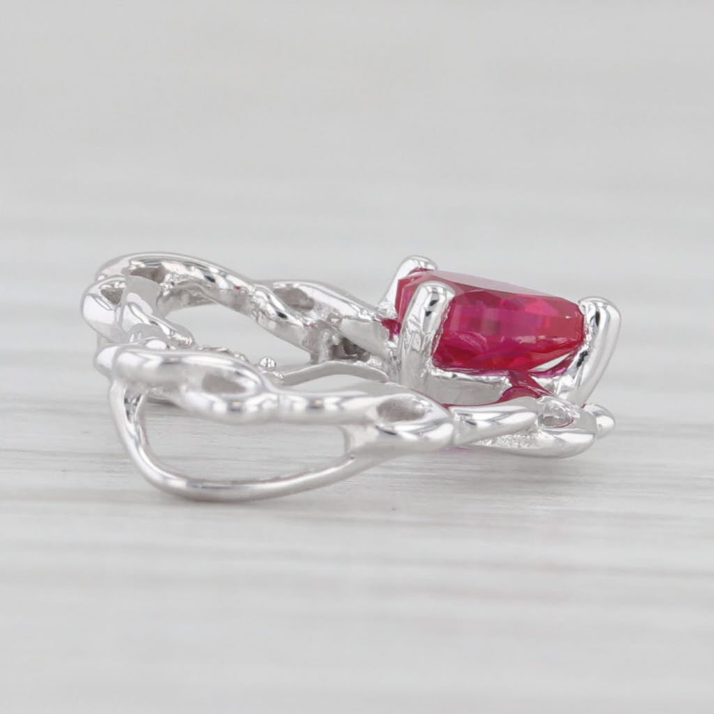 Light Gray 0.50ct Lab Created Ruby Heart Openwork Pendant 10k White Gold Diamond Accents