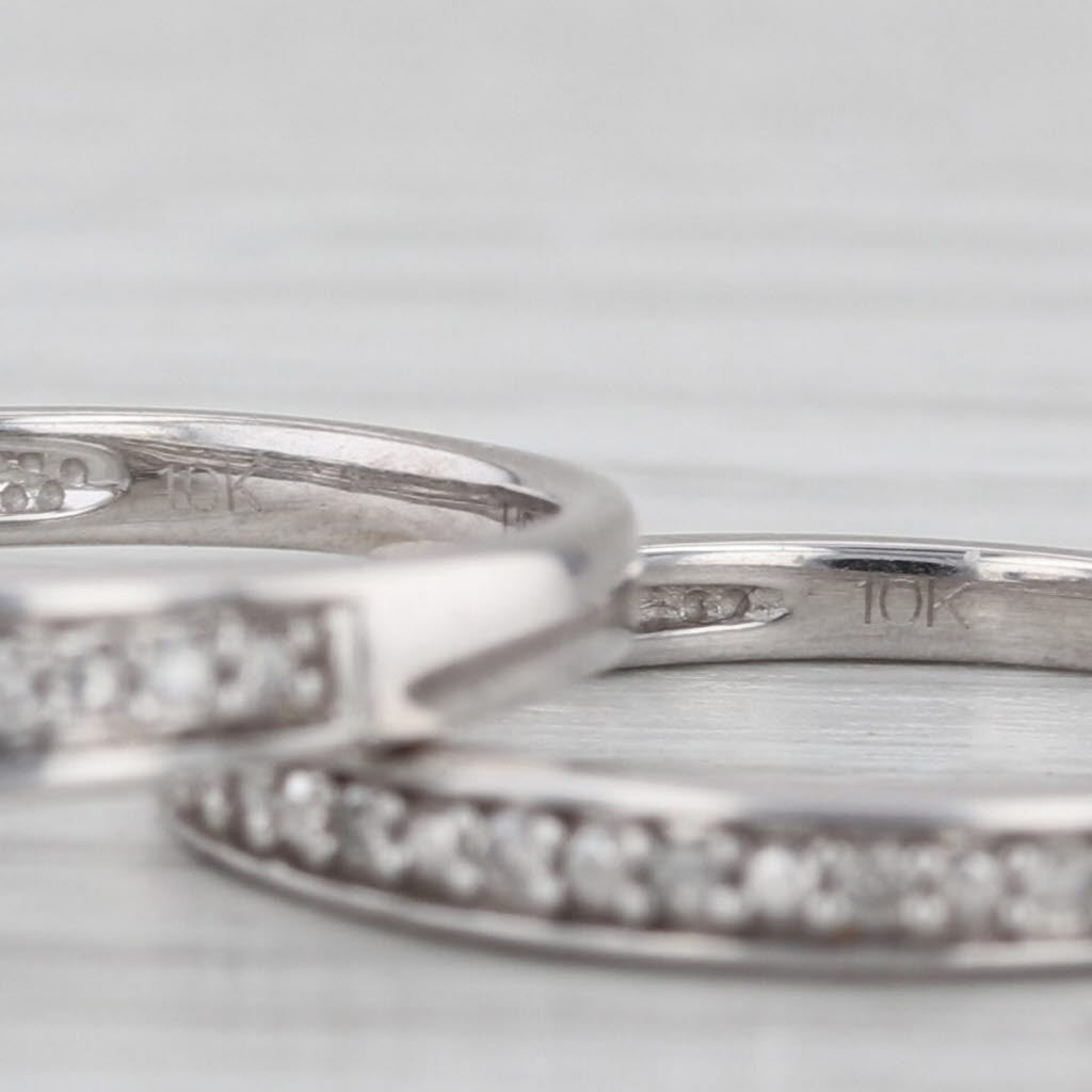 0.35ctw Diamond Halo Engagement Ring Wedding Band Bridal Set 10k White Gold Sz 7