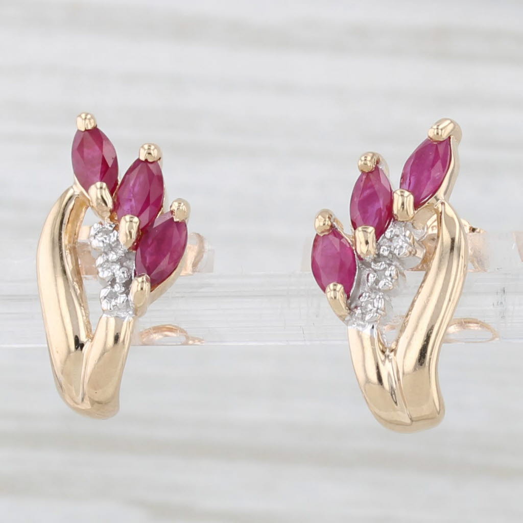 Light Gray 0.82ctw Ruby Diamond Stud Earrings 10k Yellow Gold