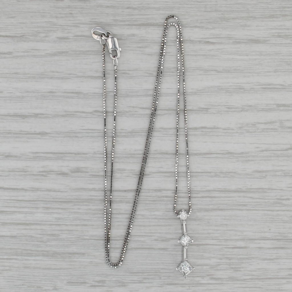 0.50ctw Diamond 3-Stone Journey Pendant 14k White Gold 17.25" Box Chain