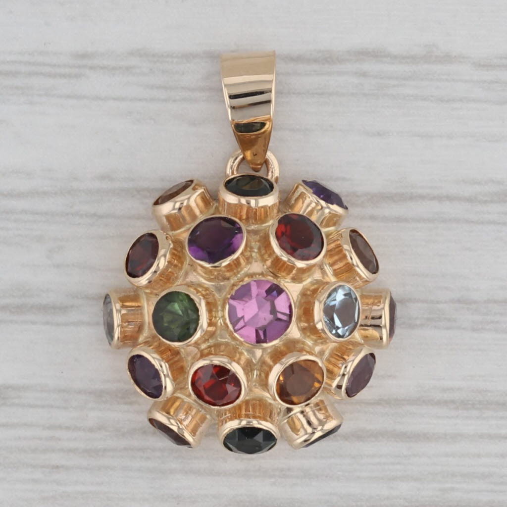 Gray Gemstone Sputnik Pendant 14k Gold Amethyst Citrine Aquamarine Garnet Tourmaline