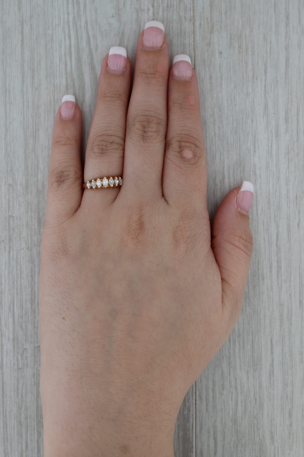 0.45ctw Diamond Tiered Rooftop Ring 14k Yellow Gold Size 6.5 Stackable Bridal