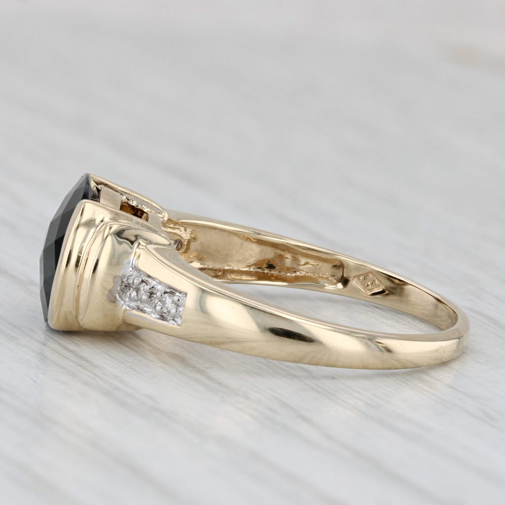 Light Gray Oval Onyx Diamond Ring 10k Yellow Gold Size 8