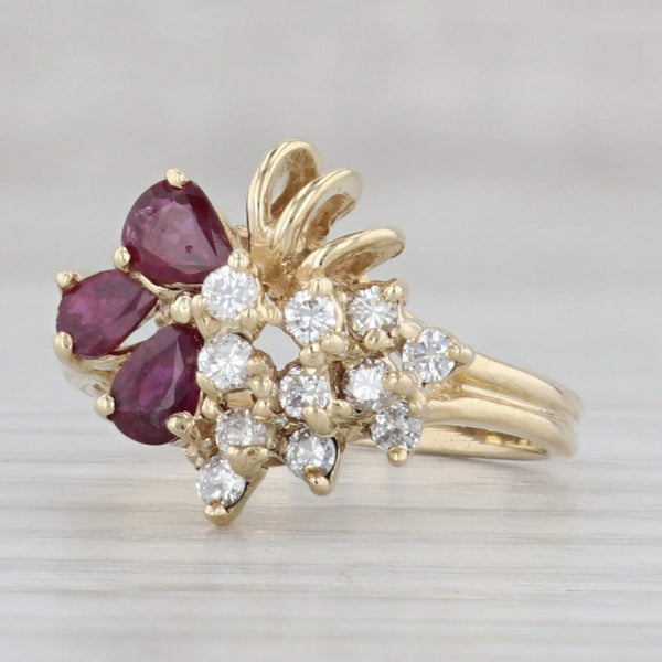 Gray 0.72ctw Ruby Diamond Cluster Ring 14k Yellow Gold Size 5