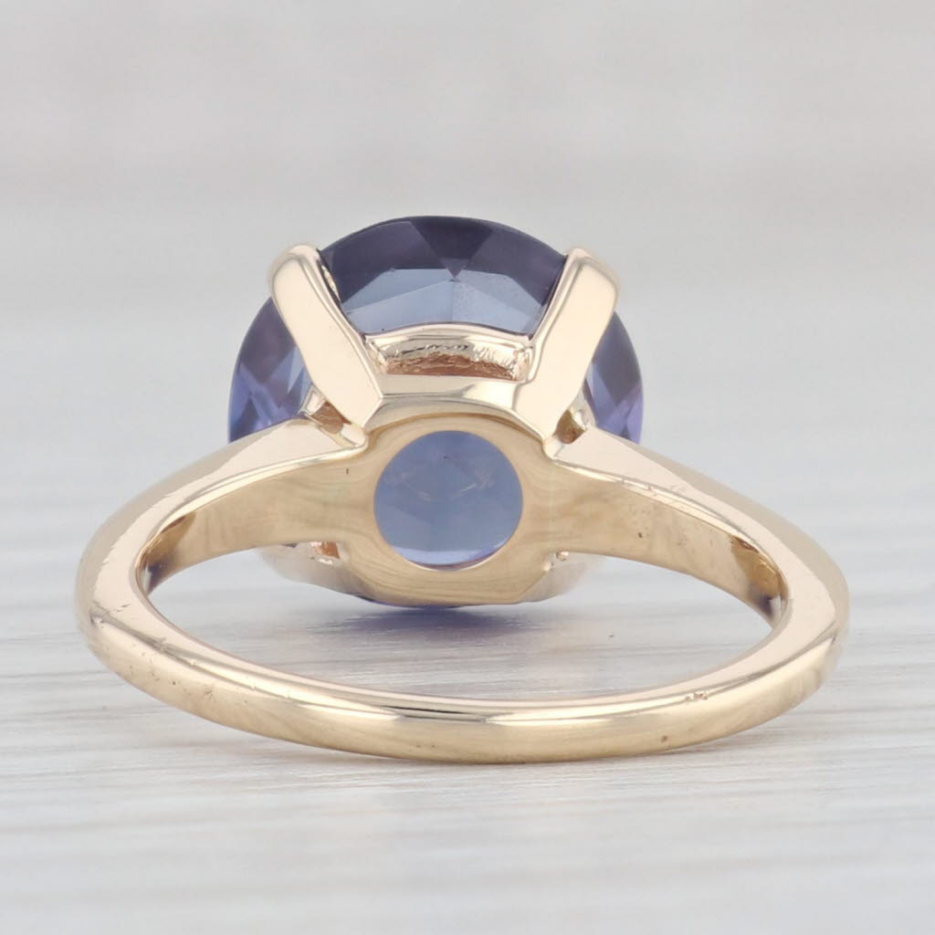 Light Gray 5.40ct Lab Created Color Change Sapphire Ring 14k Gold Size 6.5 Round Solitaire