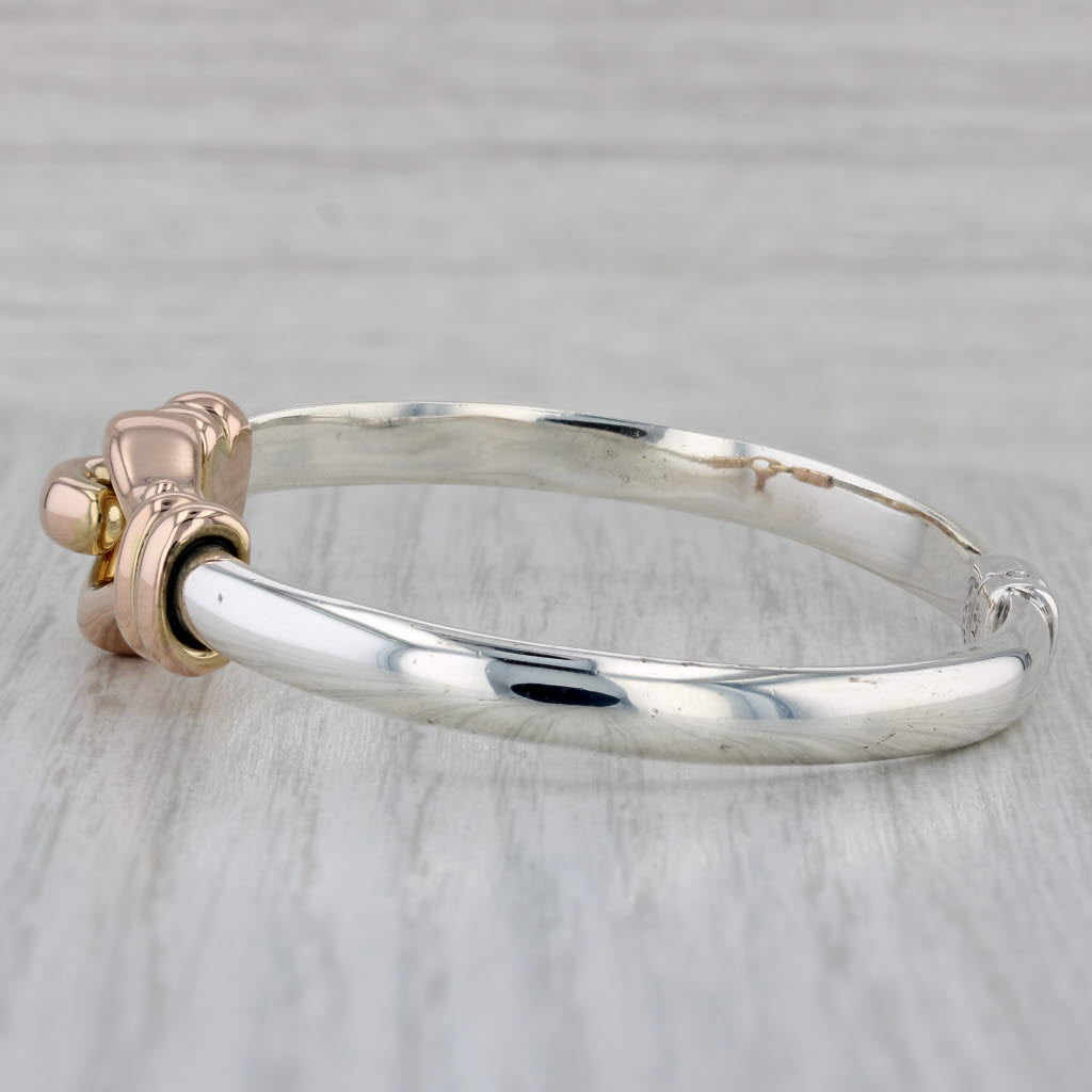 Gray Buckle Bangle Bracelet 14k Gold Sterling Silver JLC Hinged 6.75"