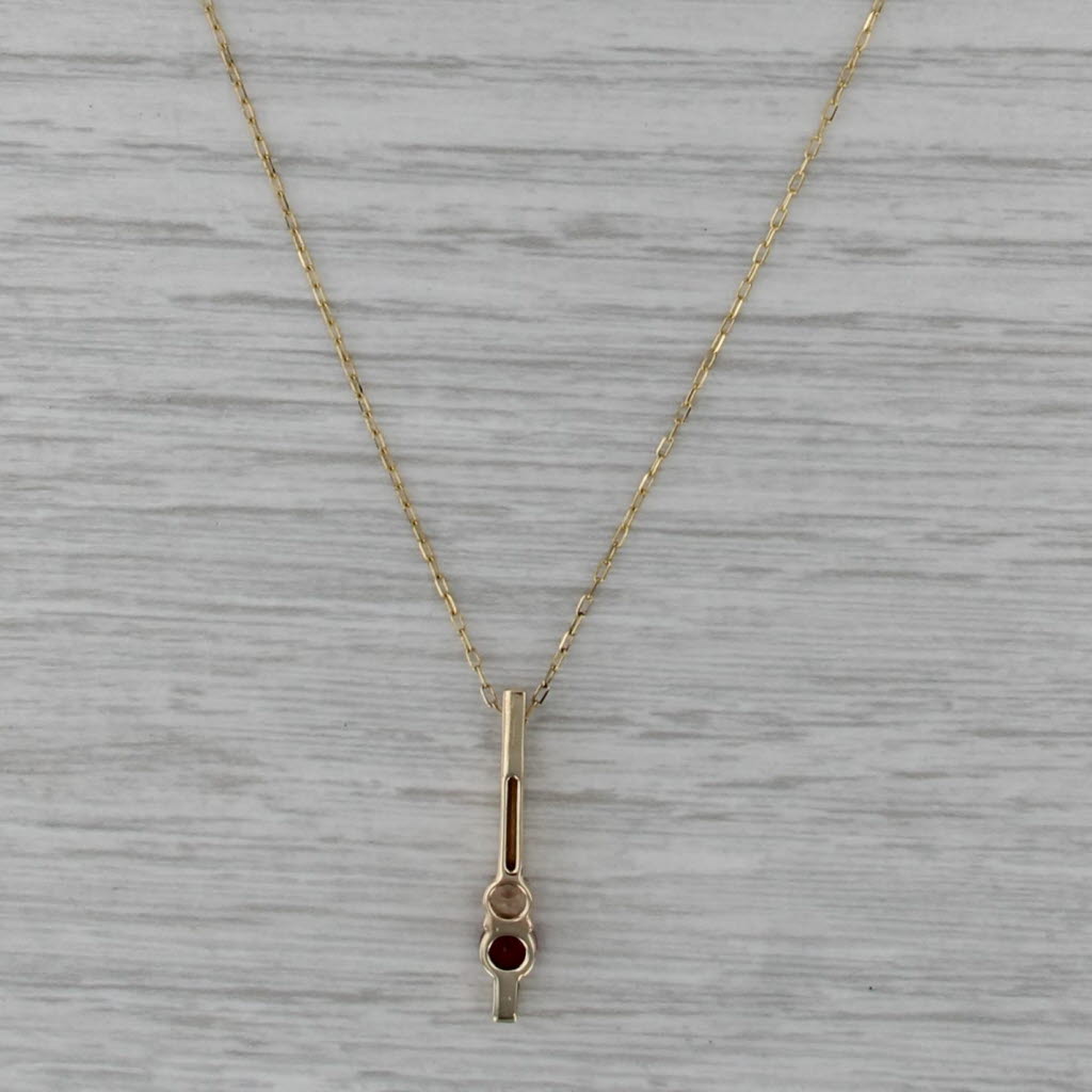 Ruby Topaz Bar Pendant Necklace 14k Yellow Gold 18" Cable Chain