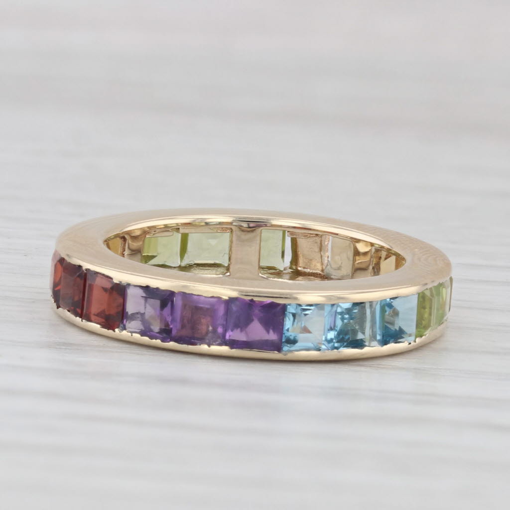 Light Gray 3.62ctw Rainbow Gemstone Eternity Ring 10k Gold Peridot Citrine Garnet Topaz