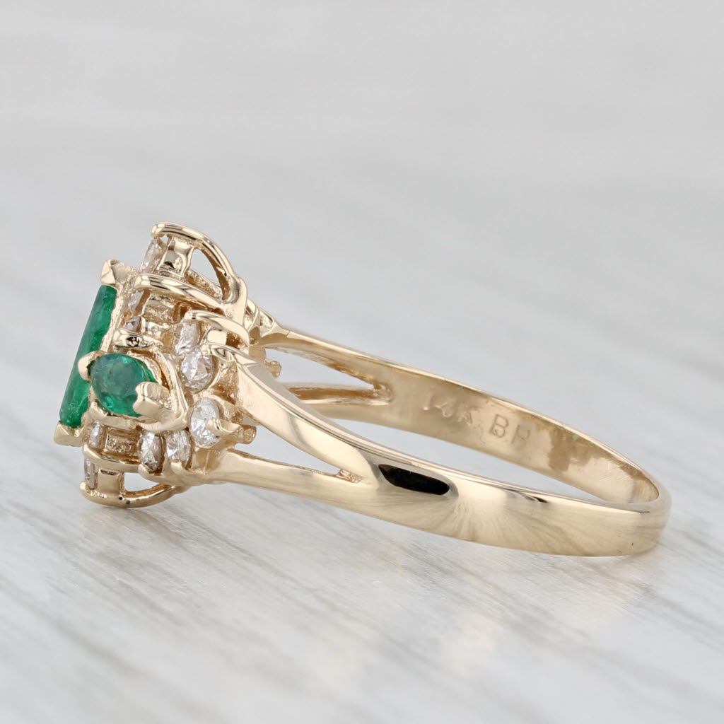 Light Gray 0.72ctw Emerald Diamond Ring 14k Yellow Gold Size 6.5