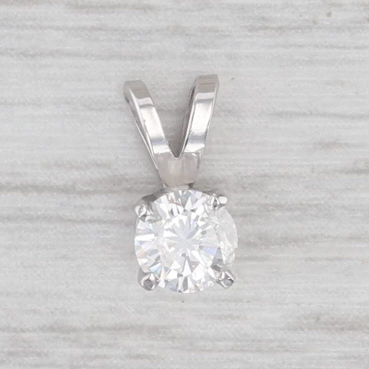 New Small 0.25ct Diamond Solitaire Pendant 14k White Gold Round Brilliant Cut