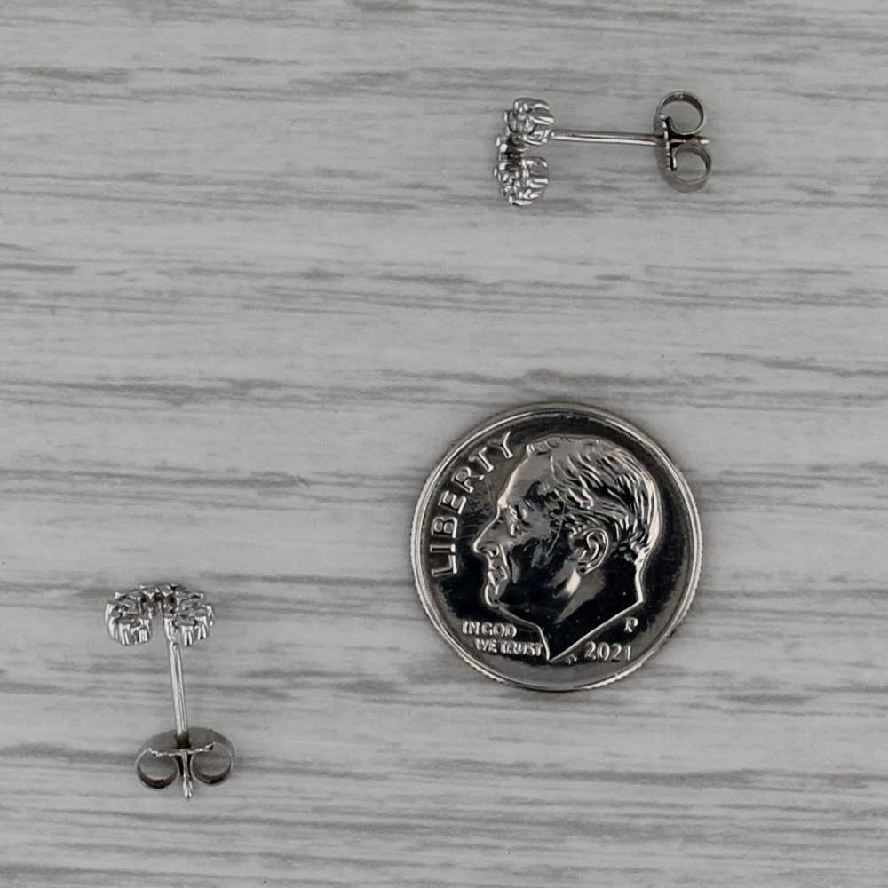 0.18ctw Diamond Horseshoe Stud Earrings 14k White Gold Studs Good Luck Western