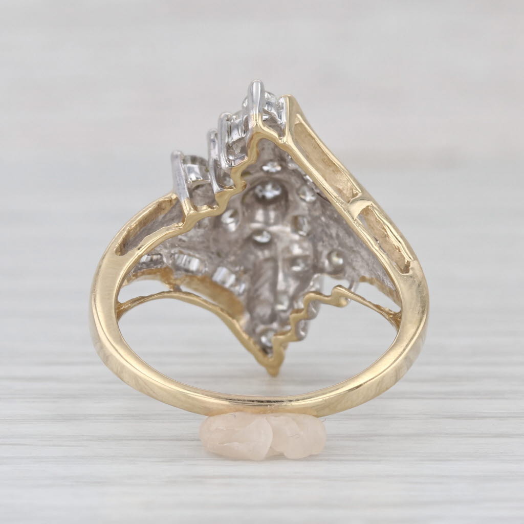 1.29ctw Diamond Cluster Cocktail Ring 14k Yellow Gold Bypass Size 9.75