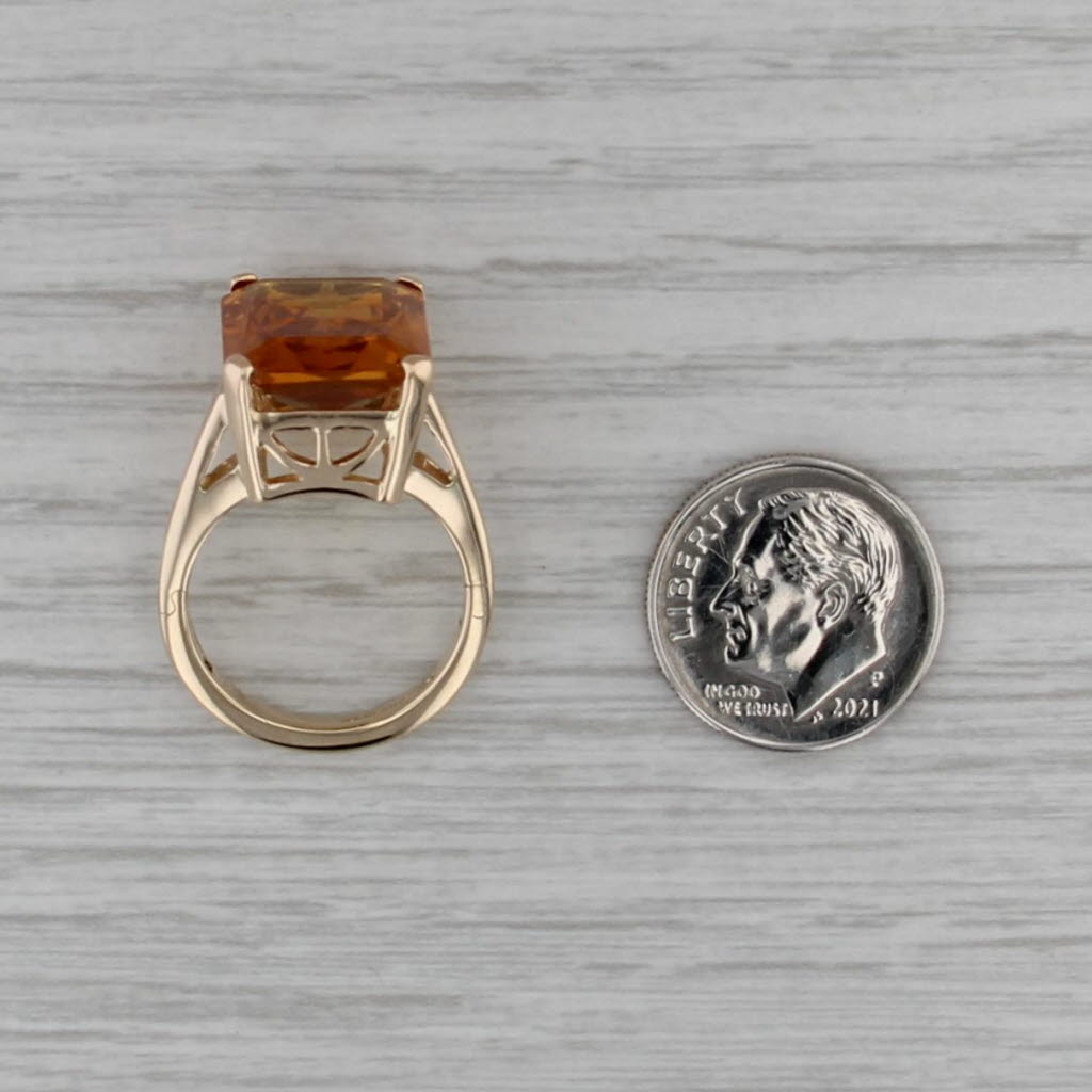 12.30ct Lab Created Yellow Orange Sapphire 14k Yellow Gold Size 6 Arthritic Band