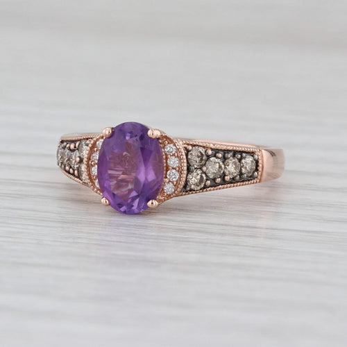 Le Vian Amethyst Diamond Ring 14k Rose Gold Size 7 Engagement