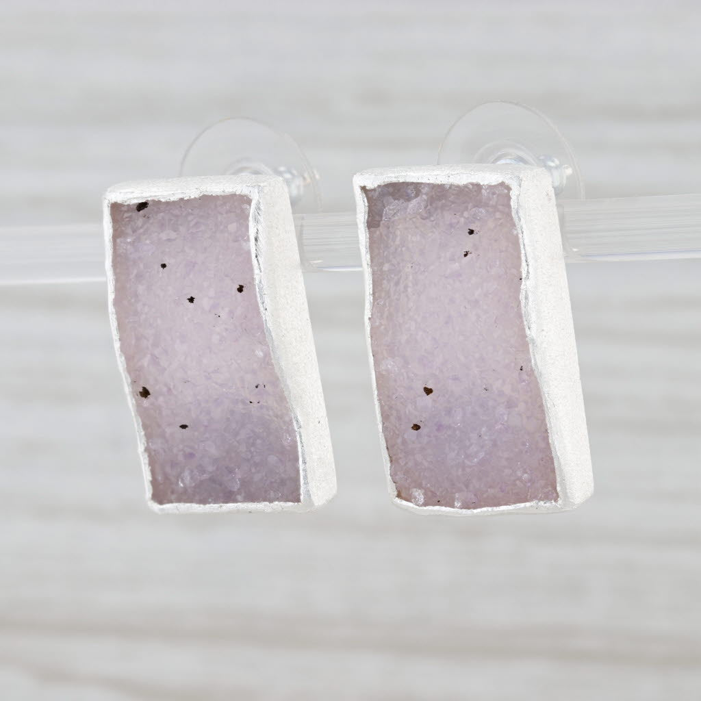 New Nina Wynn Nirvana White Druzy Drop Earrings Sterling Silver Statement