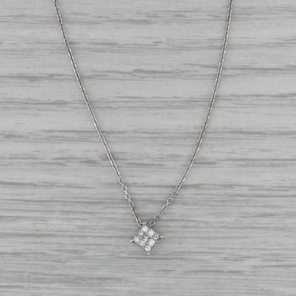 0.10ctw Diamond Pendant Necklace 14k White Gold 16" Cable Chain